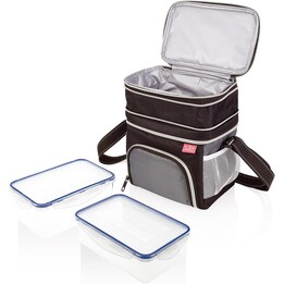 Saco térmico para transportar alimentos Jata Hogar 954 com 2 recipientes herméticos incluídos, saco térmico expansível para o al