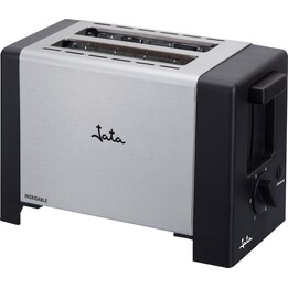Grille-pain Jata TT607 en acier inoxydable. Deux fentes extra-larges (30 mm). Centrage automatique du pain. Bac à miettes.