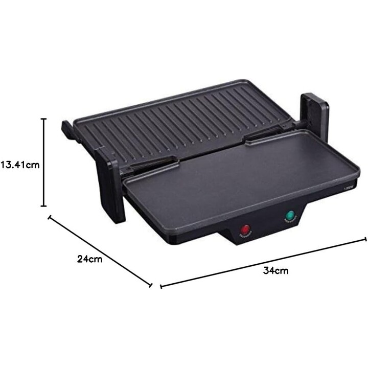 Parrilla eléctrica JATA GR266. Plancha eléctrica 3 en 1. 1000 W, placas antiadherentes mixtas de 27 x 14 cm, placa superior rect