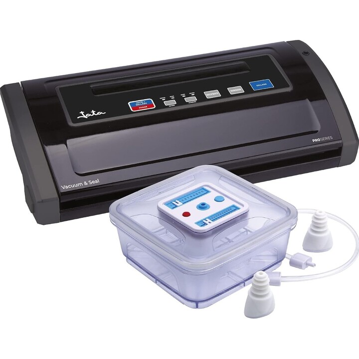 Jata EV1026 Vacuum Sealer, 130 W, Suction Power 0.85 bar, Pump Capacity 12 L per min, Allows Vacuuming of Containers, Suitable f