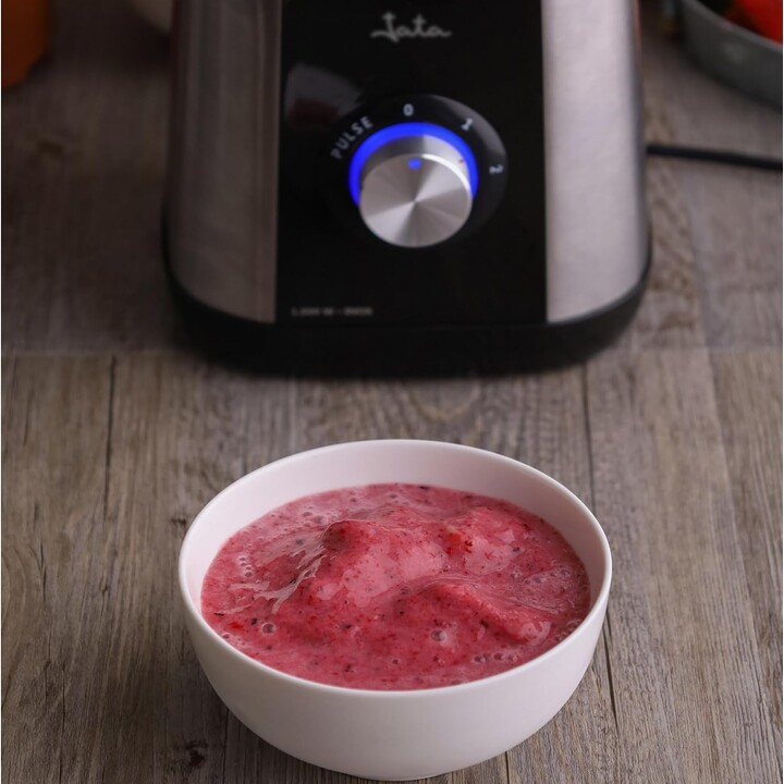 Jata BT604N – 1300-W-Mixer mit 1,5-Liter-Glasbehälter, Eiszerkleinerungsfunktion, 2 Geschwindigkeitsstufen + Pulsfunktion, Edels