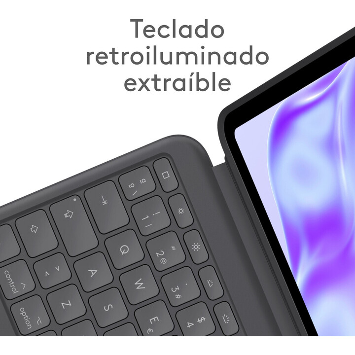 Logitech Combo Touch - Funda con teclado para iPad Pro 13 pulgadas (M4) 2024, teclado retroiluminado extraíble con soporte abati