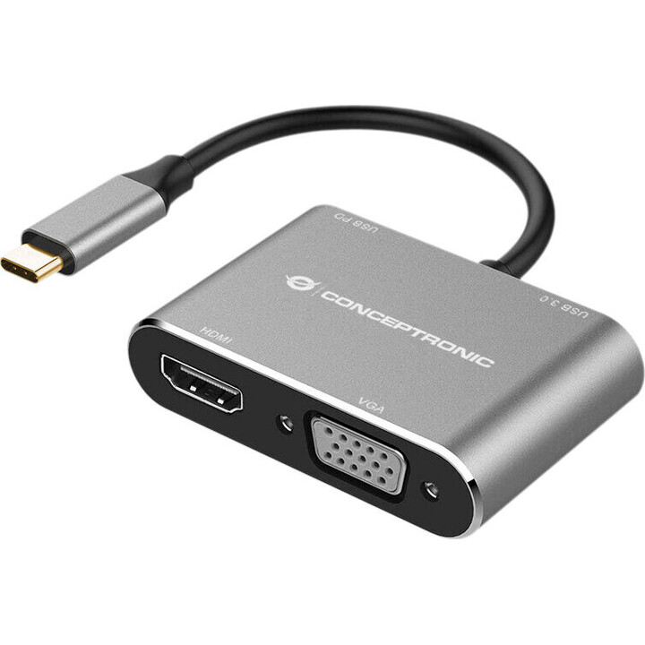DONN16G - Station daccueil 4 en 1 USB 3.2 Gen 1, HDMI, VGA, USB-A 3.0, PD USB 100 W