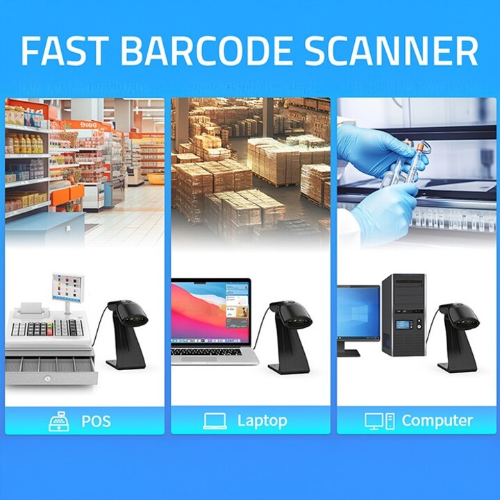 Lecteur de codes-barres stationnaire, scanner de codes 1D