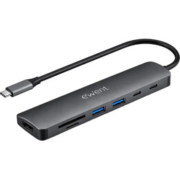 ewent ew1152 7-in-1 USB-C Hub mit HDMI 4K, USB-C, 2 USB-A-Anschlüssen, SD-Kartenleser und microSD-Kartenleser