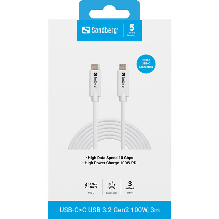 Sandberg 136-75 USB-CC USB 3.2 Gen2 100W, 3m