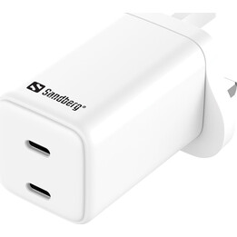 Cargador de CA Sandberg 441-62 con doble puerto USB-C PD65W (Reino Unido)
