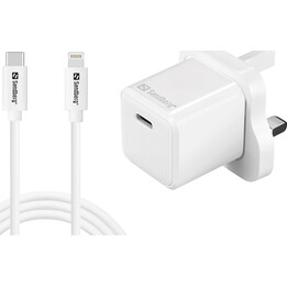 Caricabatterie Sandberg 441-64 USB-C da 20 W (Regno Unito + Lightning), cavo USB-C-Lightning da 1 m incluso.