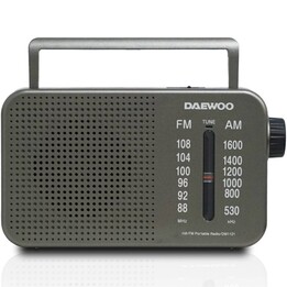 Daewoo DW1121 Portable Radio/with Cable/Battery Operated/Gray