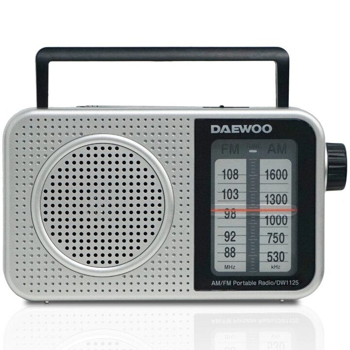 Daewoo DW1125 Portable Radio / Battery Operated / Metallic Gray