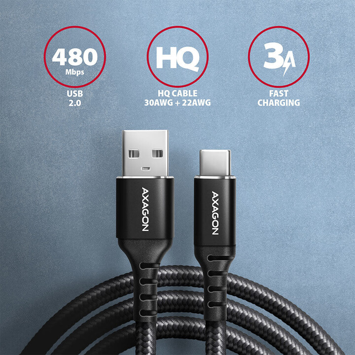 AXAGON BUCM-AM15AB Kabel USB-C USB-A, 1,5 m