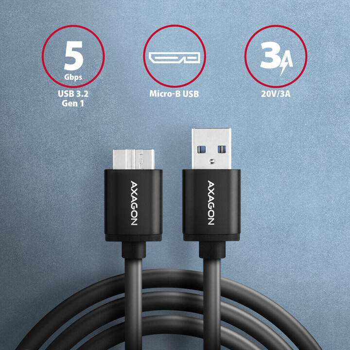 AXAGON BUMM3-AM10AB cable USB Micro-B USB-
