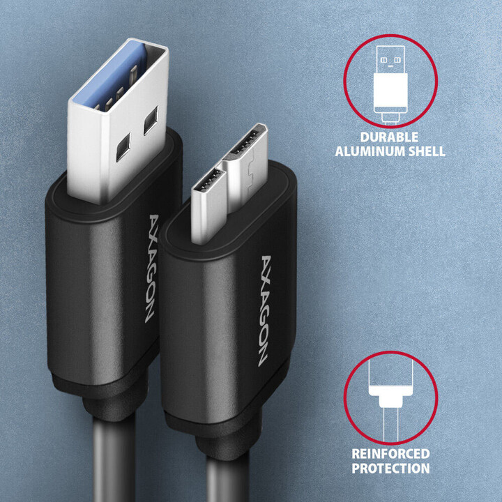 Cabo AXAGON BUMM3-AM10AB USB Micro-B USB-