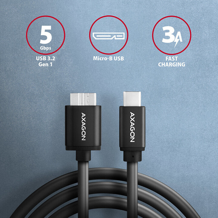 AXAGON BUMM3-CM10AB cable USB Micro-B USB-