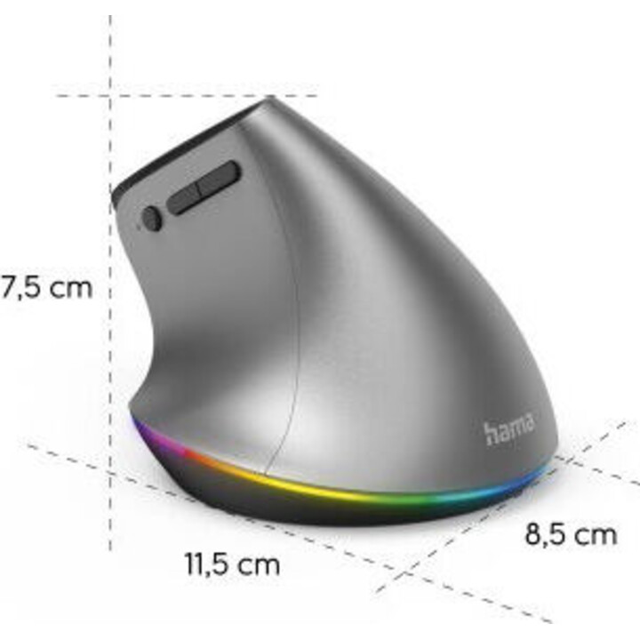 Hama EMW-700 ergonomic vertical mouse wireless rechargeable anthracite