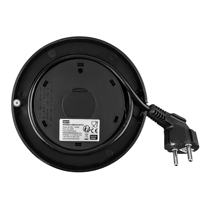 Chaleira elétrica sem fio GreenBlue, capacidade de 1,7L, reservatório de água em vidro, visor transparente, seleção de temperatu