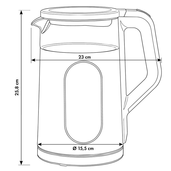 Bouilloire électrique sans fil GreenBlue, capacité 1,7 l, réservoir en verre, affichage clair, sélection de la température, 2200