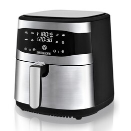 Fritadeira a ar quente Heinrich's HFR 8205, 8,0 l, 1800 W, preta e prateada.
