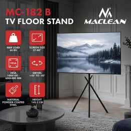 Maclean TV Floor Stand, 37-80", VESA max. 600x400, max. 60 kg, MC-182 B