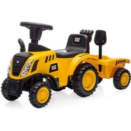 Tracteur Milly Mally CAT avec remorque jaune.