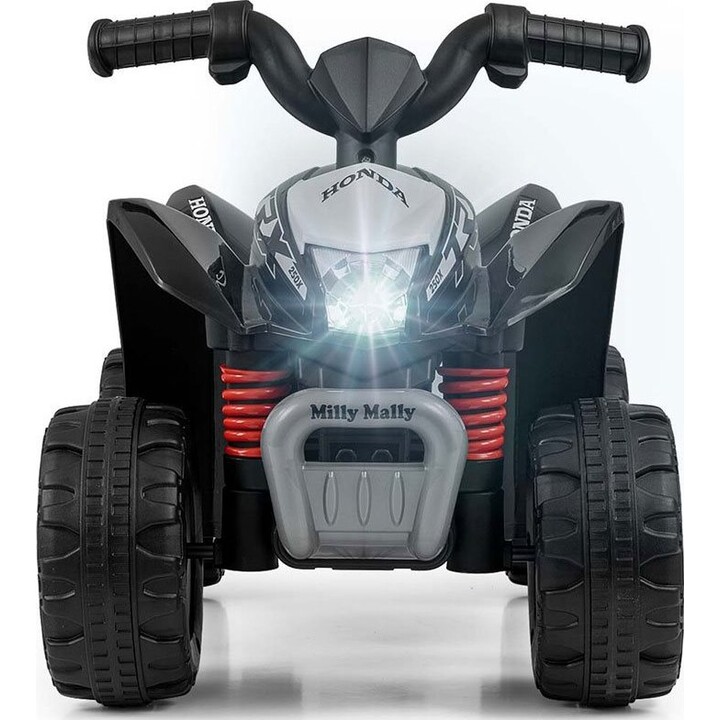 Quad Milly Mally Honda, color negro, alimentado por batería.