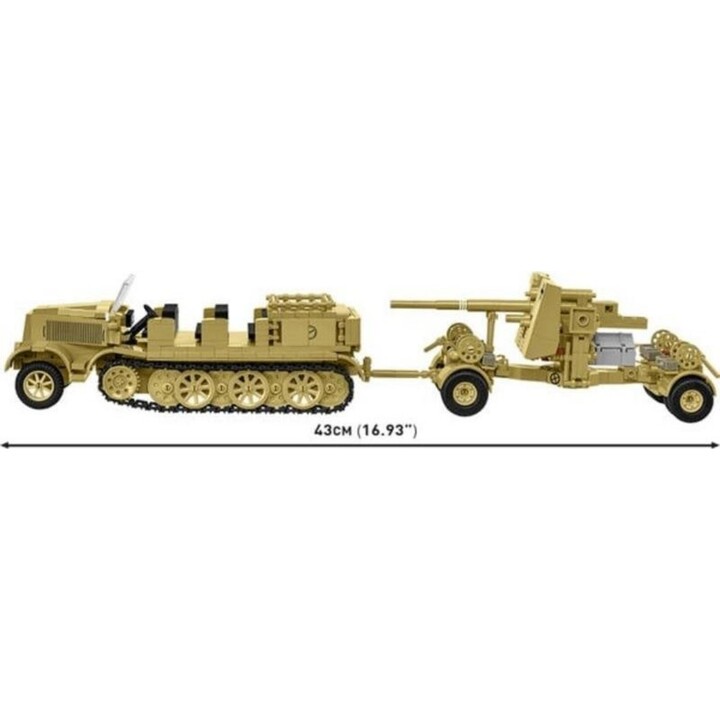 Cobi Klocki Blocks Sd.Kfz.8 che traina un cannone antiaereo Flak 36 da 8,8 cm, 975 pezzi.