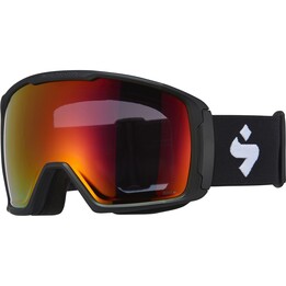 Óculos de esqui Sweet Protection Clockwork RIG, pretos, unissex, com lentes esféricas marrons e vermelhas.