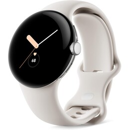 Google Pixel Watch LTE 41 mm, argent poli et bracelet sport, craie