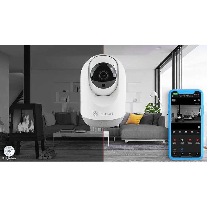 Tellur Smart WiFi Indoor Camera 3MP, UltraHD, Autotracking, PTZ white