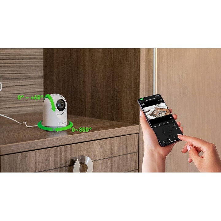 Câmera interna inteligente Tellur Smart WiFi 3MP, UltraHD, rastreamento automático, PTZ branca