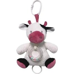Boîte à musique Tulilo en forme de vache, bordeaux et blanc, 18 cm.