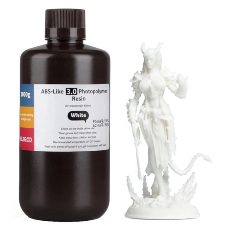 ELEGOO Resina ABS V3.0 Weiß für 3D-Drucker aus Resina LCD – 1 kg