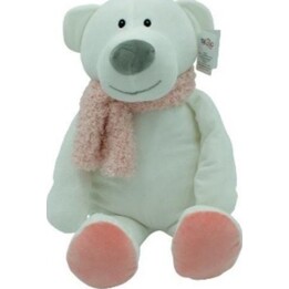 Tulilo Camille, mascote em forma de urso com cachecol cor-de-rosa, 35 cm