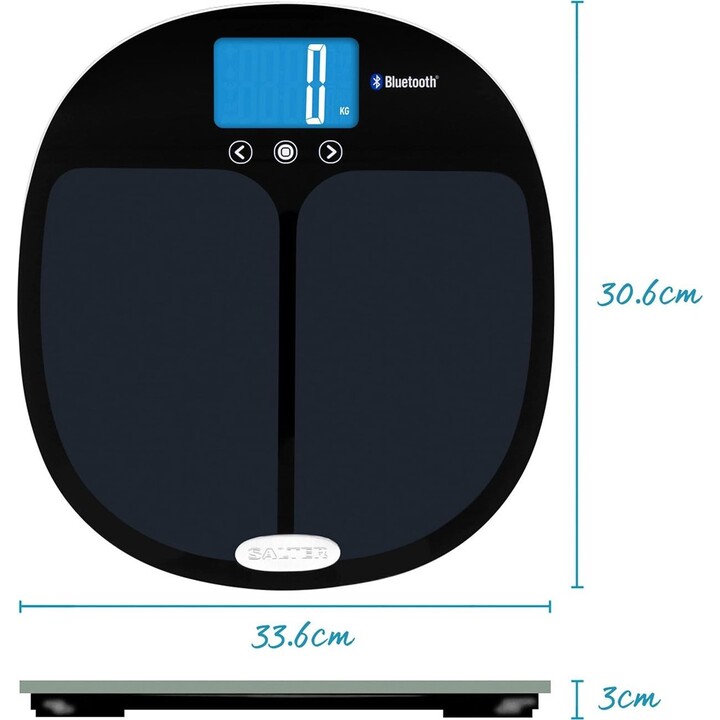 Bilancia pesapersone intelligente Salter 9192 BK3R Curve Bluetooth, nera.