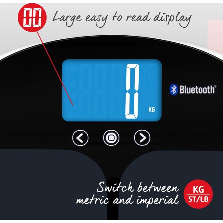 Bilancia pesapersone intelligente Salter 9192 BK3R Curve Bluetooth, nera.