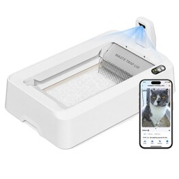Bac à litière autonettoyant PetKit PuroBot Crystal Duo avec couvercle, contrôle par application, blanc