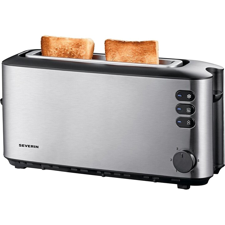 Severin AT 2515 tostadora de ranura larga automática acero inoxidable negro plata