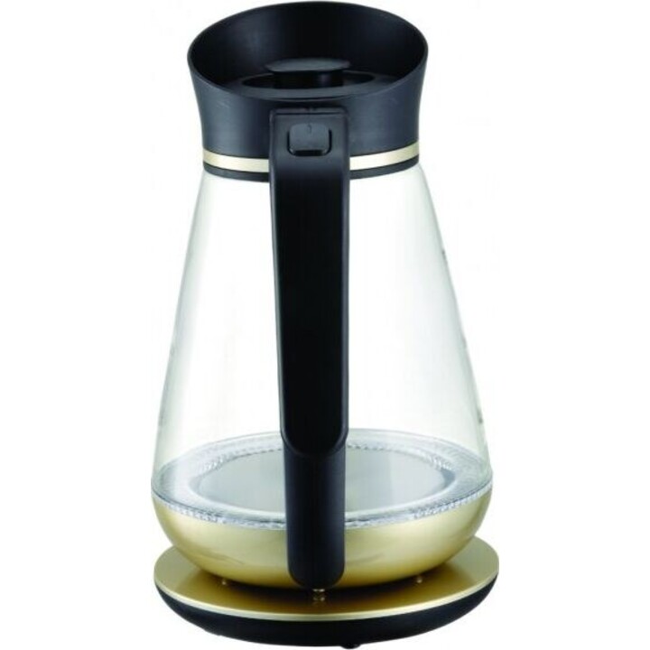 Prime3 SEK51GL hervidor eléctrico de vidrio transparente, dorado y negro
