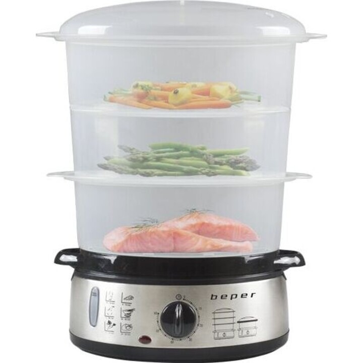 Beper BC.250 Vaporiera 9 L in acciaio nero