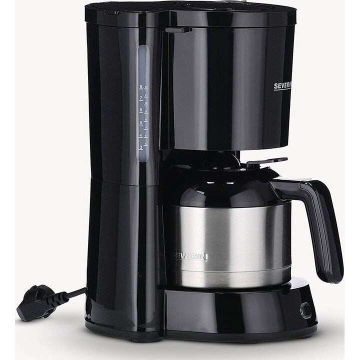 Severin KA 4835 cafetera de filtro con jarra térmica, negro/plateado