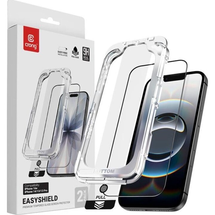 Crong gehärtetes Glas iPhone 17e / 16e / 14 / 13 / 13 Pro (2 Stück)
