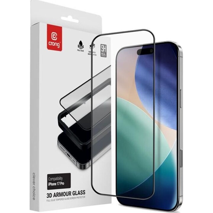 Crong Tempered glass iPhone 17 Pro + installation frame