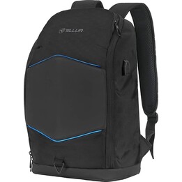 Mochila para portátil Tellur de 15,6 pulgadas con tira iluminada, puerto USB, color negro.