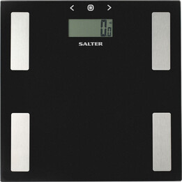 Balance de salle de bain Salter 9150 BFEU12 en verre avec analyseur, noire