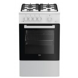 Piano cottura a gas a libera installazione Beko FSG52020FW, nero e bianco.