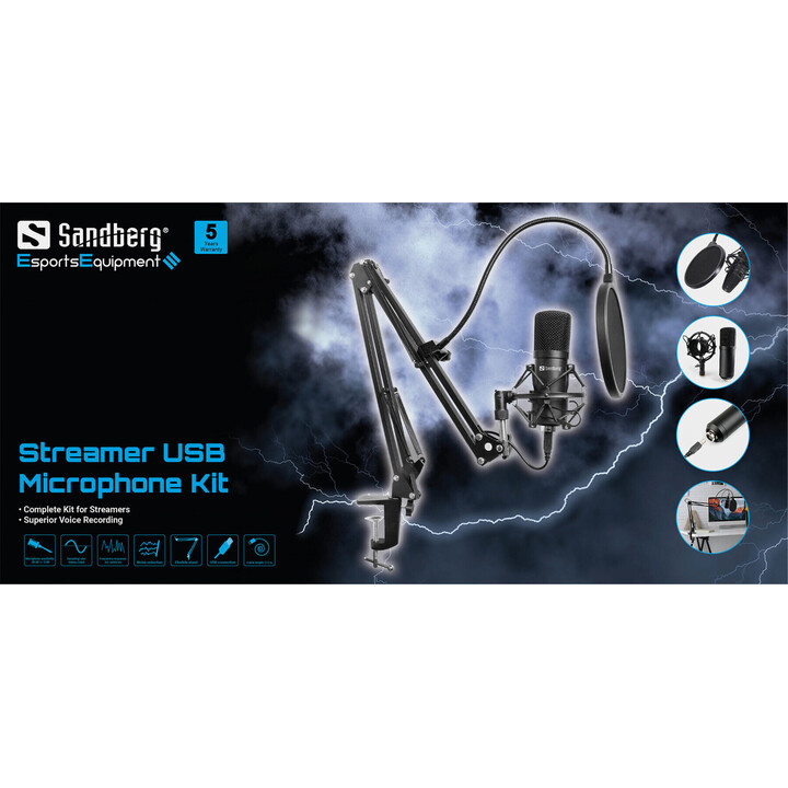 Kit microfono USB Sandberg 126-07 Streamer