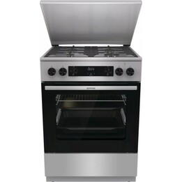 Cucina a libera installazione Gorenje GKS6C71XF con forno, colore argento.