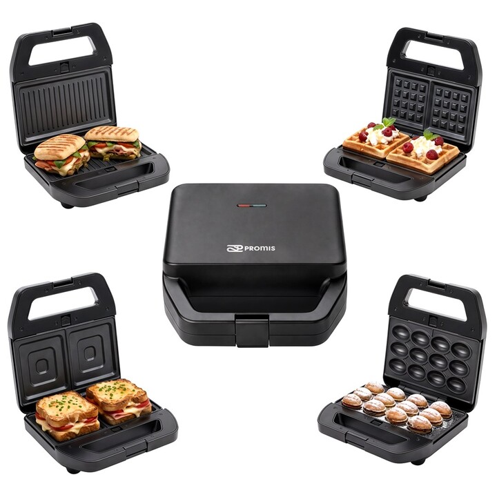 PROMIS 5-in-1 Toaster FORMEA /Sandwiches, Kekse, Nüsse, Waffeln, Donuts, Grillen/