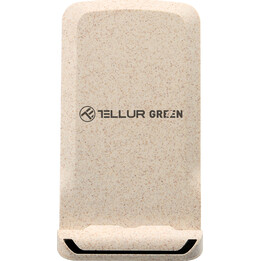 Chargeur de bureau sans fil rapide Qi Tellur Green, 15 W, crème