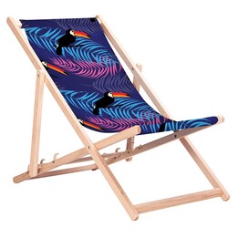 Klassischer Liegestuhl aus Buchenholz GreenBlue GB183 mit Tukan-Aufdruck
